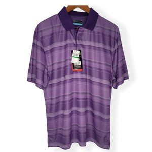 PGA Tour Golf Polo in Purple Striped Print Sz. L